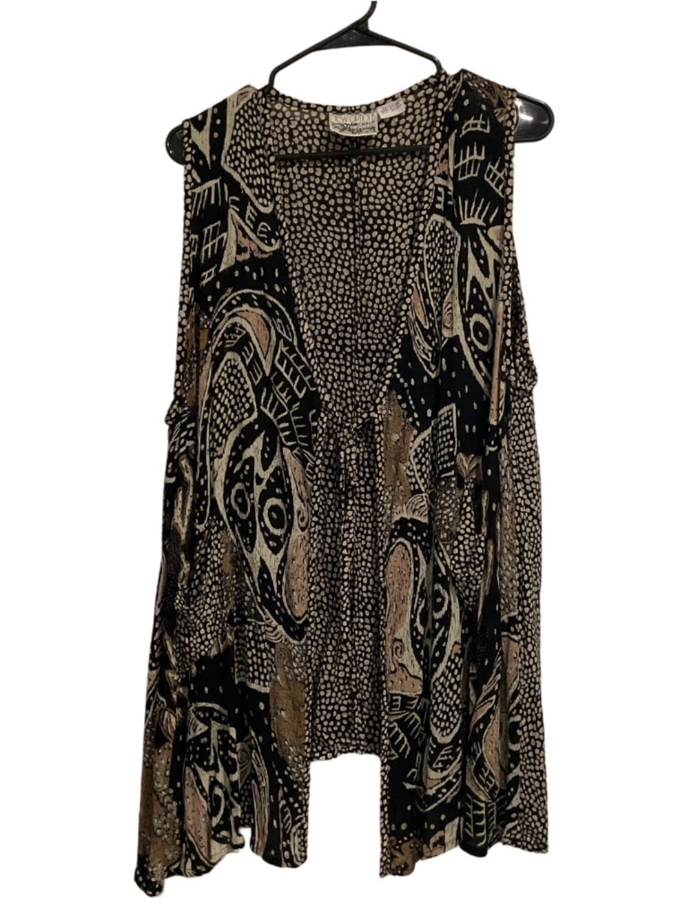 New Options by Kate Geddes Vintage Open front Tunic Vest‎ Tribal Print
